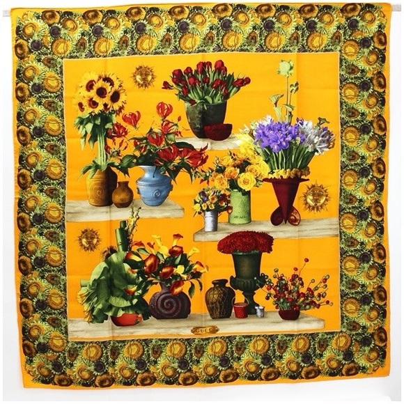 Gucci Floral Orange Silk Scarf - Picture 1 of 4